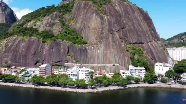 Panoramisch Uitzicht Vanuit Lucht Rio Janeiro Brazilië Internationaal Reismonument Vakantiebestemming — Stockvideo