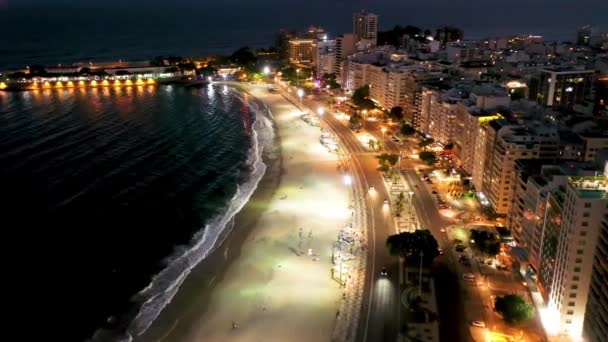 Vista Aérea Panorámica Nocturna Río Janeiro Brasil Monumento Internacional Viajes — Vídeos de Stock