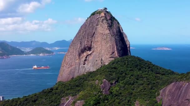 Vista Aérea Panorámica Río Janeiro Brasil Monumento Internacional Viajes Destino — Vídeos de Stock