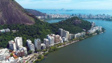 Rio de Janeiro Brezilya 'nın panoramik hava manzarası. Uluslararası seyahat simgesi. Tatil yeri