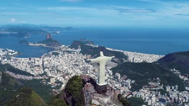 Paisaje Aéreo Río Janeiro Brasil Paisaje Playa Tropical Postalcard Ciudad — Vídeos de Stock