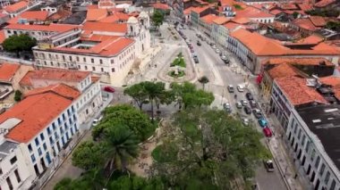 Başkent Maranhao 'nun tarihi binalarının panorama manzarası. Şehir merkezi Sao Luis.