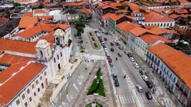 Başkent Maranhao 'nun tarihi binalarının panorama manzarası. Şehir merkezi Sao Luis.