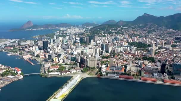 Luftbilder Von Sommerreisen Rio Janeiro Brasilien Wahrzeichen Der Küstenstadt Tropenreisen — Stockvideo