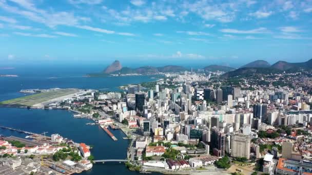 Воздушный Вид Рио Жанейро Бразилия Международный Туристический Ориентир Отдых — стоковое видео