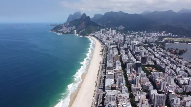 Повітряний Ландшафт Ріо Жанейро Бразилія Тропічний Пляжний Пейзаж Посткартка Прибережного — стокове відео