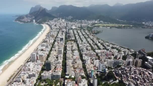 Повітряний Ландшафт Літніх Поїздок Ріо Жанейро Прибережний Пункт Міста Тропічні — стокове відео