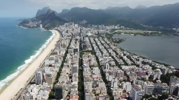 Vista Aérea Panorámica Río Janeiro Brasil Monumento Internacional Viajes Destino — Vídeo de stock