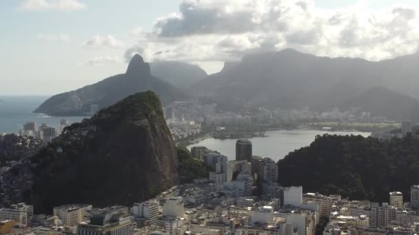 Aerial Landscape Rio Janeiro Brazil Tropical Beach Scenery Postalcard Coastal — Stock Video