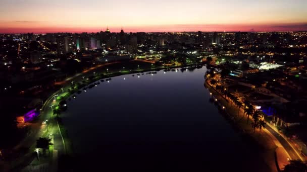 Ηλιοβασίλεμα Εναέρια Τοπίο Της Πόλης Ύπαιθρο Του Σάο Χοσέ Rio — Αρχείο Βίντεο