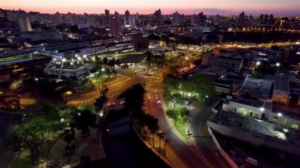 Noční Letecká Krajina Venkovského Města Sao Jose Rio Preto Státě — Stock video