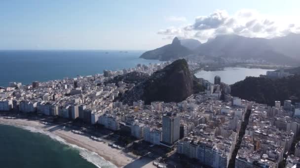 Paisaje Aéreo Río Janeiro Brasil Paisaje Playa Tropical Postalcard Ciudad — Vídeos de Stock