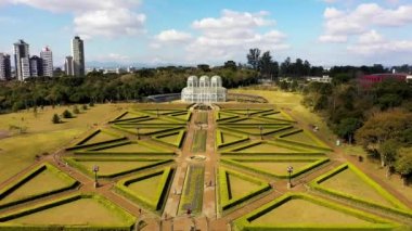 Curitiba Brezilya 'nın havadan manzarası. Brezilya 'nın başkenti Parana' daki eğlence parkı. Seyahat yerleri.