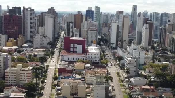 Panorama Vista Aérea Centro Curitiba Brasil Região Sul País Marco — Vídeo de Stock