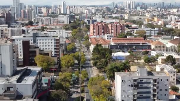 Curitiba Brezilya Şehir Merkezinin Panorama Hava Görüntüsü Ülkenin Güney Bölgesi — Stok video