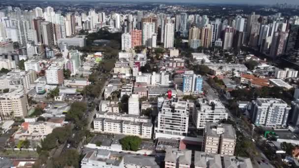 Curitiba Brezilya Şehir Merkezinin Panorama Hava Görüntüsü Ülkenin Güney Bölgesi — Stok video