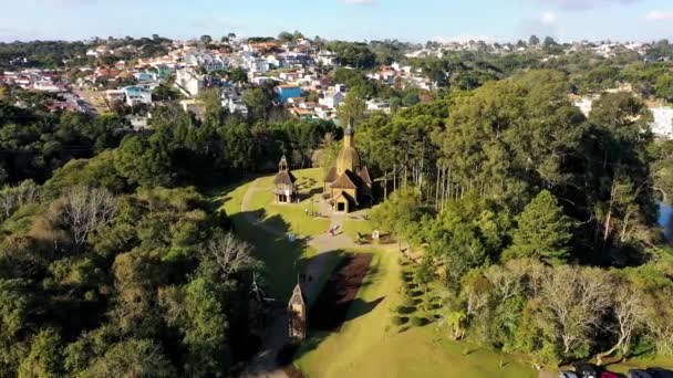Luftbild Von Curitiba Brasilien Freizeitpark Der Innenstadt Der Hauptstadt Des — Stockvideo