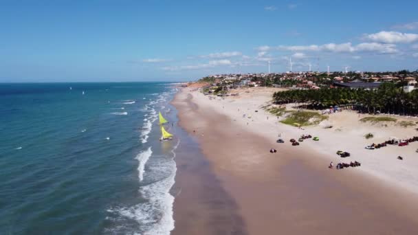 Canoa Quebrada Beach Sand Dunes Desert Landscape Brown Sand Scenery — Stock Video