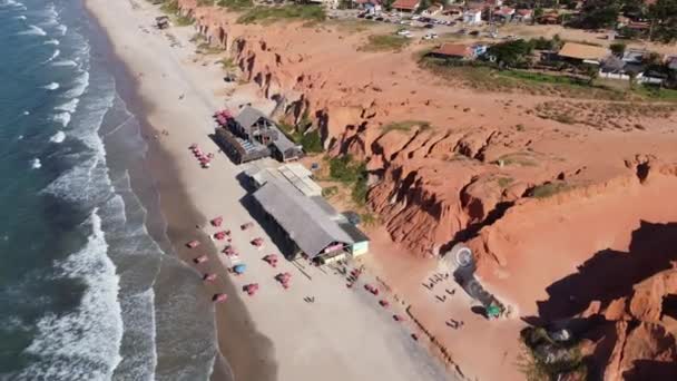 Brasile Nord Orientale Spiaggia Canoa Quebrada Con Dune Sabbia Paesaggio — Video Stock