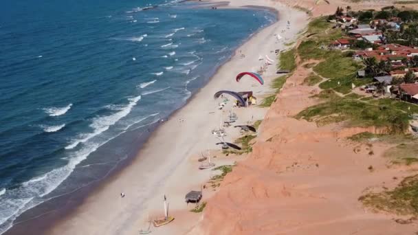 Βορειοανατολική Βραζιλία Canoa Quebrada Παραλία Αμμόλοφους Και Έρημο Τοπίο Τροπικό — Αρχείο Βίντεο