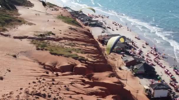 Brasile Nord Orientale Spiaggia Canoa Quebrada Con Dune Sabbia Paesaggio — Video Stock