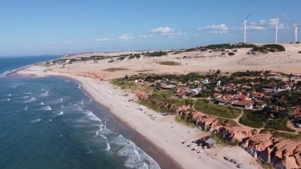 Brasile Nord Orientale Spiaggia Canoa Quebrada Con Dune Sabbia Paesaggio — Video Stock
