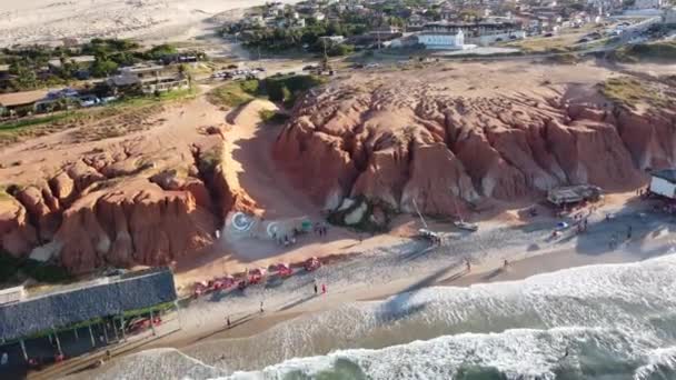 Zomer Reisbestemming Tropisch Landschap Strand Oriëntatiepunt Bij Braziliaanse Staat Ceara — Stockvideo