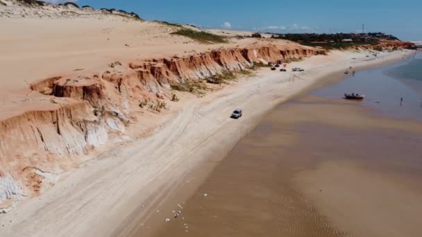 Northeast Brazil Canoa Quebrada Beach Sand Dunes Desert Landscape Tropical — Stockvideo