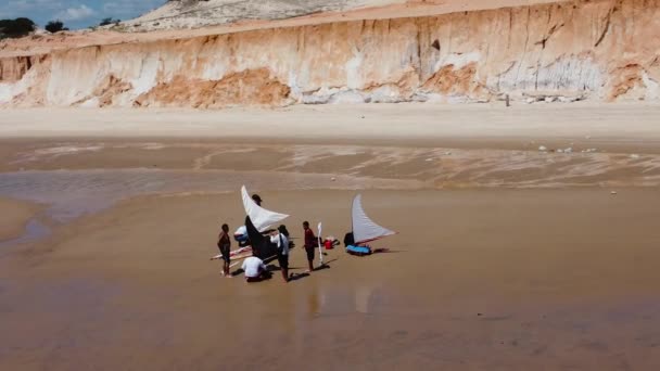 Pláž Canoa Quebrada Písečnými Dunami Pouštní Krajinou Hnědá Písečná Scenérie — Stock video