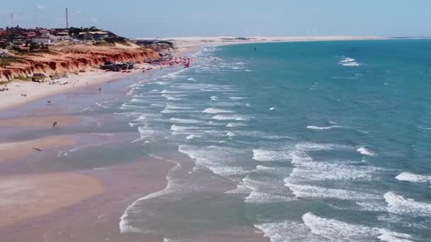 Destino Viagem Verão Cenário Tropical Marco Praia Estado Brasileiro Ceará — Vídeo de Stock