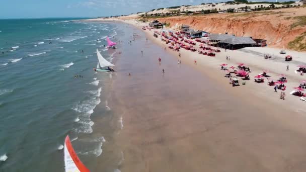 Destino Viaje Verano Paisajes Tropicales Monumento Playa Estado Brasileño Ceara — Vídeos de Stock