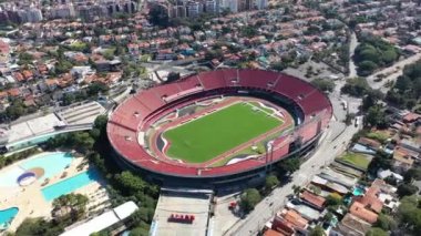Brezilya 'nın Sao Paulo şehrinde Morumbi spor manzarası. Morumbi futbol stadyumu yakınlarındaki şehir manzarası.