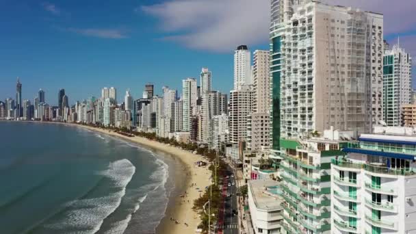 Playa Ciudad Costera Balneario Camboriu Estado Santa Catarina Brasil Región — Vídeo de stock