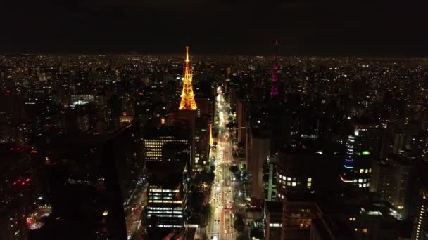 Sao Paulo Brezilya Şehir Merkezinin Metropolis Panoramik Manzarası Ünlü Turizm — Stok video