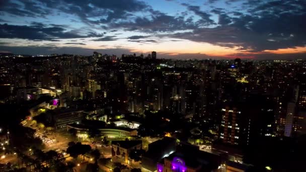 Sunset Sky Downtown Belo Horizonte Brazil Aerial Landscape Landmark Historic — Stockvideo
