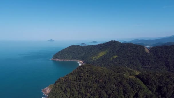 Luchtfoto Van Het Braziliaanse Strand Aan Noordkust Van Maresias Sao — Stockvideo