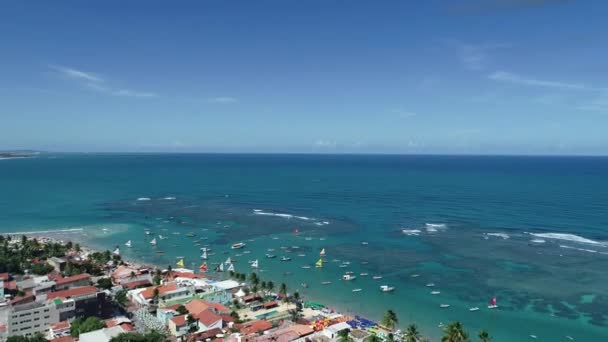 ブラジル北東部の有名な旅行先での海の湾の水 熱帯の風景の海岸の有名な旅行先 カリブ海のビーチ — ストック動画