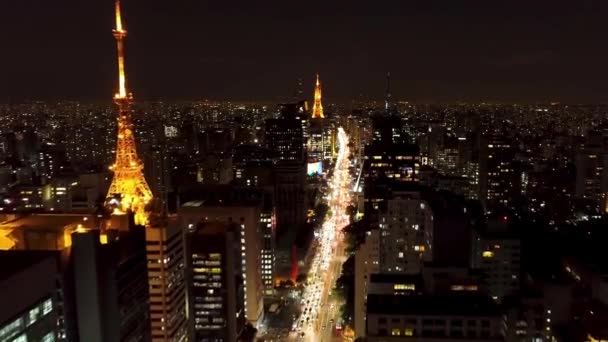 Stadtbild Luftaufnahme Der Innenstadt Von Sao Paulo Brasilien Berühmtes Touristisches — Stockvideo