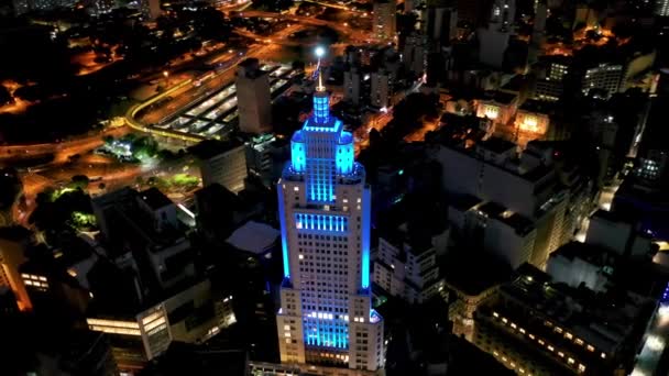 サンパウロブラジルのダウンタウンの都市景観空撮 市内の歴史的中心部にある有名な観光名所 — ストック動画
