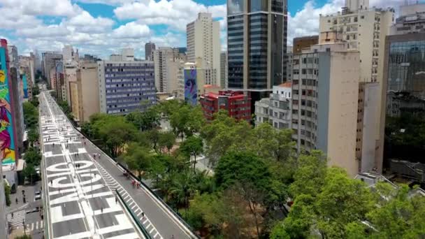 Vista Aérea Cidade Centro São Paulo Brasil Famoso Marco Turístico — Vídeo de Stock