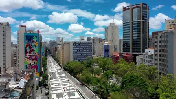 Stadsgezicht Vanuit Lucht Van Het Centrum Van Sao Paulo Brazilië — Stockvideo