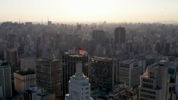 Vista Aérea Cidade Centro São Paulo Brasil Famoso Marco Turístico — Vídeo de Stock