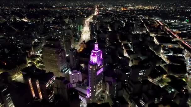 Stadsbilden Flygfoto Över Centrala Sao Paulo Brasilien Känd Turism Landmärke — Stockvideo