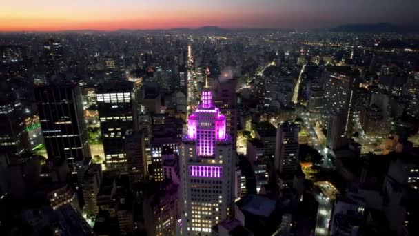 Cityscape Pemandangan Udara Pusat Kota Sao Paulo Brasil Markah Tanah — Stok Video