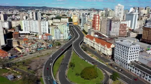 Porto Alegre Brazil Brazilian City Skyline Landmark Buildings Downtown City — Stock Video