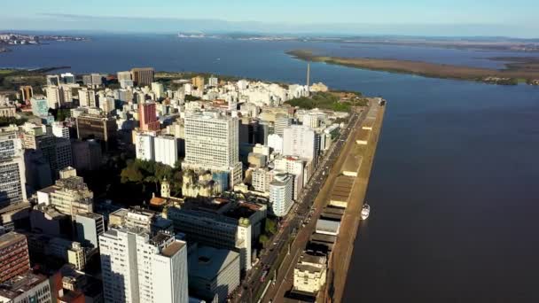 Porto Alegre Brazil Brazilian City Skyline Landmark Buildings Downtown City — 图库视频影像