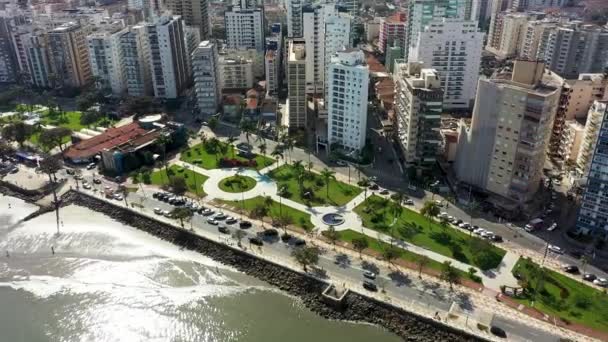 サンパウロビセンテの沿岸都市の空中ビューブラジル サンパウロの南海岸の空中風景 熱帯旅行 海岸の眺め 海岸風景 — ストック動画