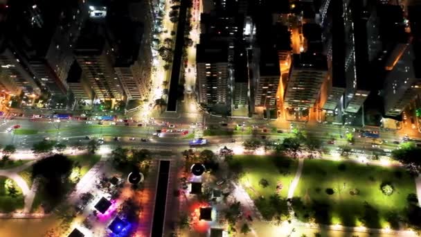 Santos Sao Paulo Brezilya Nın Gece Havası Manzarası Sao Paulo — Stok video