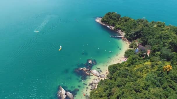 Paraty Rio Janeiro Brazil Aerial View Tropical Beach Turquoise Water — Stockvideo