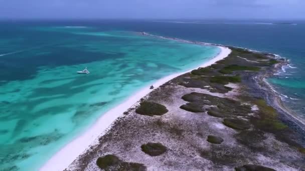 Los Roques Archipelago Venezuela Panorama Landscape Paradisiac Island Turquoise Water — Stockvideo